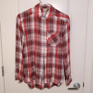 Daniel Cremieux Button Front Plaid Shirt, size XS.